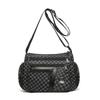 Everyday Versatile Rhombus Pattern Crossbody Bag Trendy Two Option, Multi Compartment Layout for Weekend Short Trips