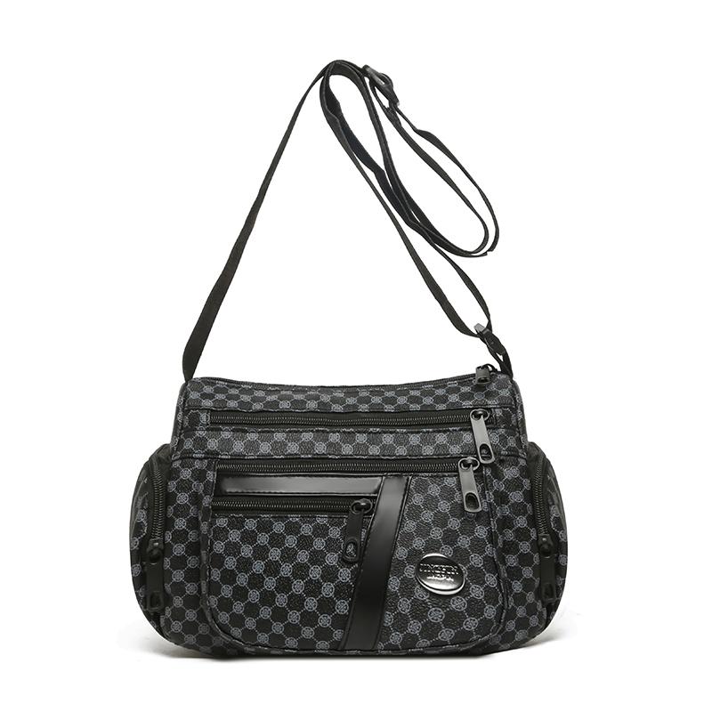 Everyday Versatile Rhombus Pattern Crossbody Bag Trendy Two Option, Multi Compartment Layout for Weekend Short Trips