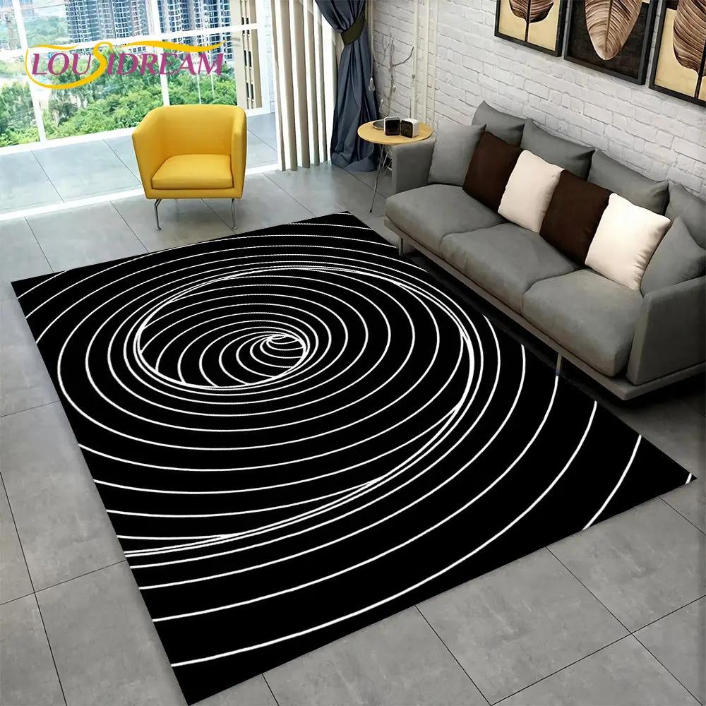 3D Vortex Illusion Area Rug,Abstract Geometric Optical Carpet Rug for Living Room Bedroom Sofa Doormat Decor Non-slip Floor Mat