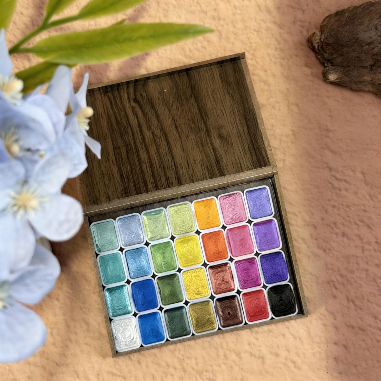 

28-120 Colors Pearl Watercolor Pigment: Metallic Solid Paint Portable Art Kit for Painting - Perfect Holiday Gifts for Artists