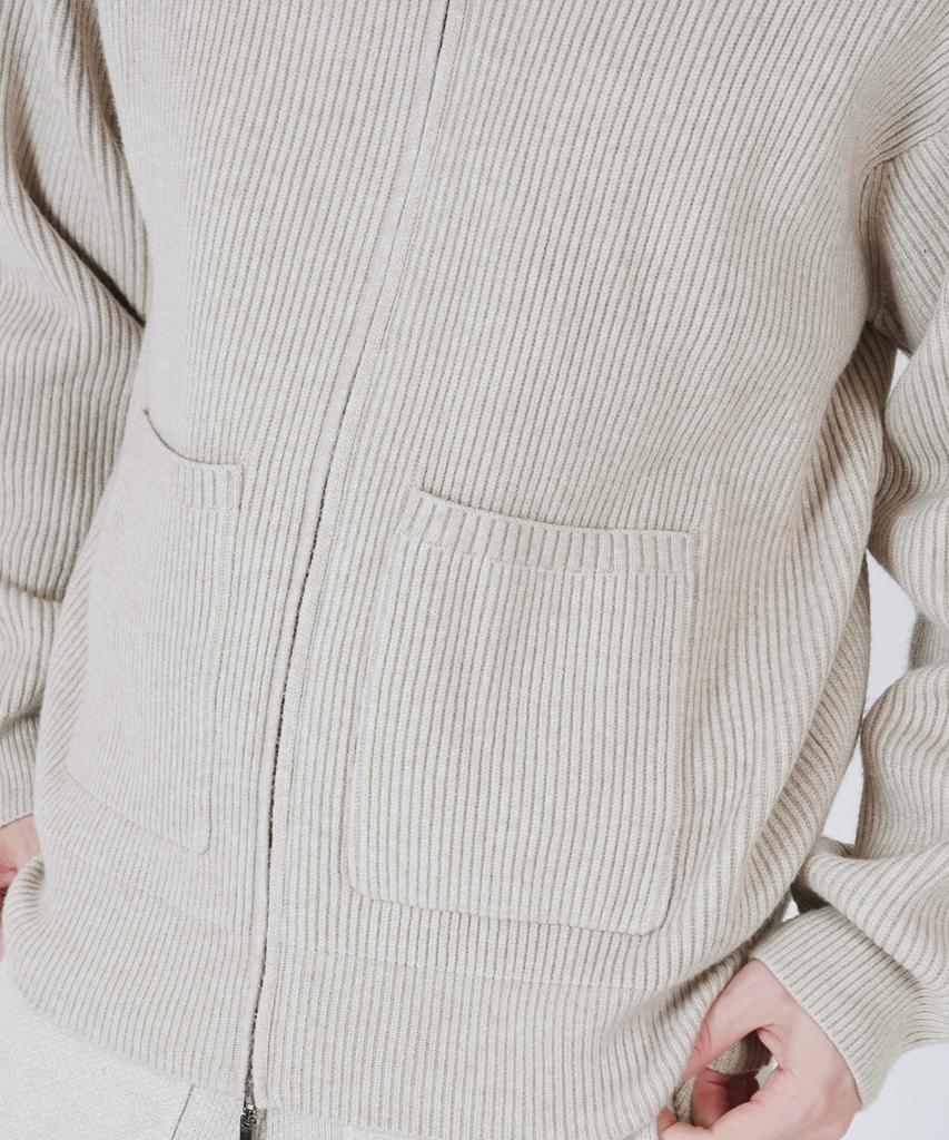 Chance'S Noi Heavy Knit Two-Way Zip Up (Beige)