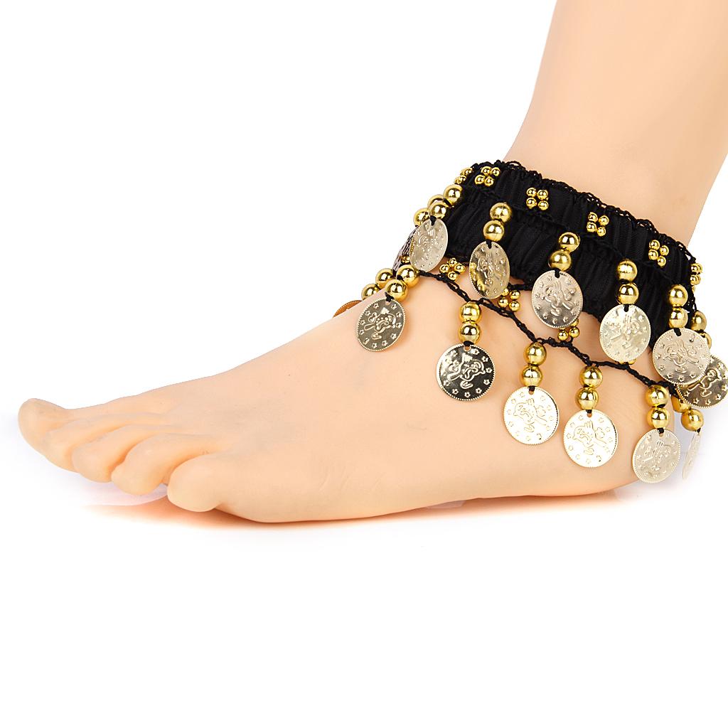 Belly Dance Dancing Anklet Waist Bracelet Cuff Chain Coins Beads Jewelry