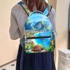 Large Capacity Sea Turtle & Beach Landscape Backpack - Adjustable Strap, Multiple Compartments, Lightweight Polyester Lining, Id