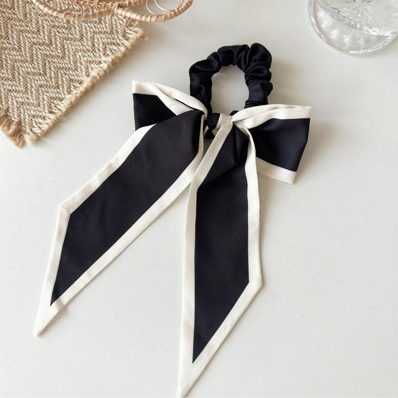 1 Stuks Mode Effen Strik Lint Kwastje Haar Scrunchies Elastische Haarbanden Voor Vrouwen Haarelastiekje Feest Paardenstaart Lint Haaraccessoires