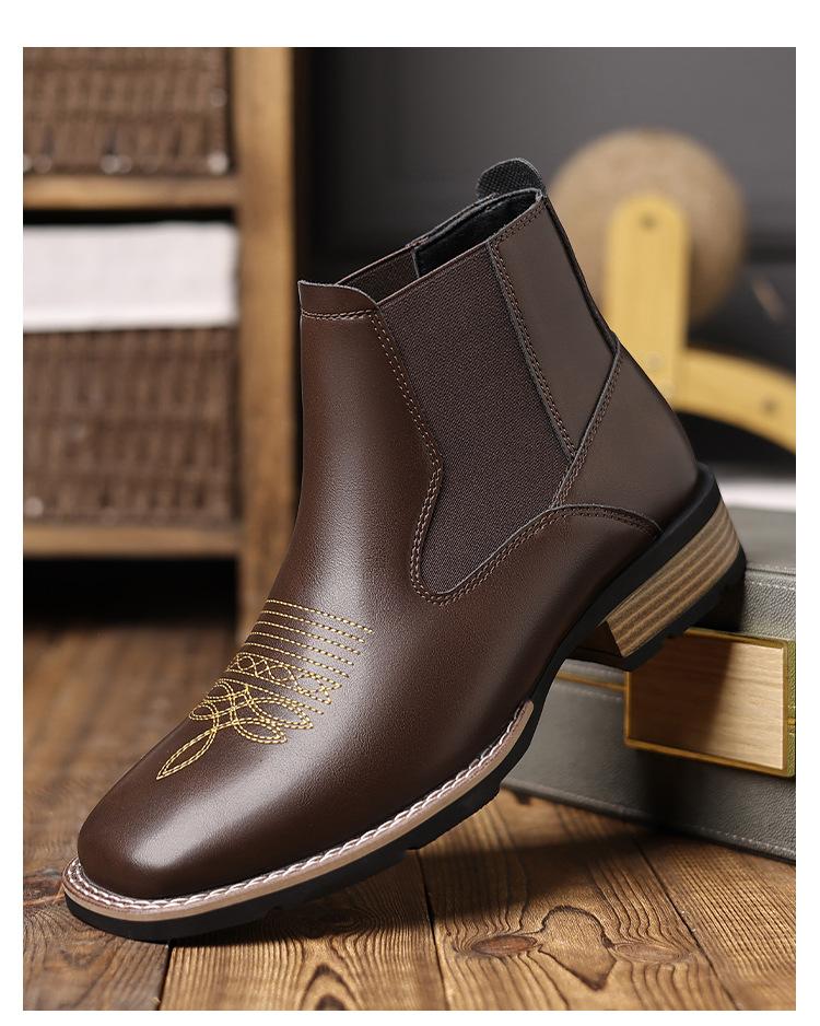 R007 Chelsea Boots Embroidered Pullover Chelsea Boots Men's Martin Boots, Foreign Trade