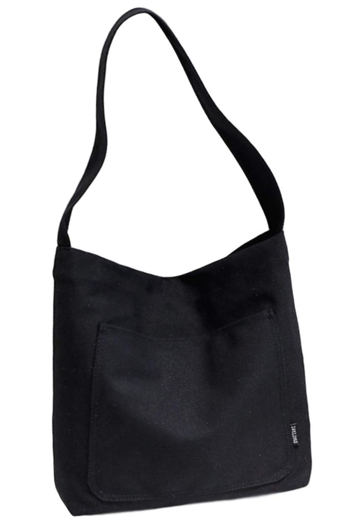 Aquamie Canvas Tragetasche, Umhängetasche, Perfekt für Pendler, Studenten, Großes Fassungsvermögen, Passt für A4-Formate, Schwarz