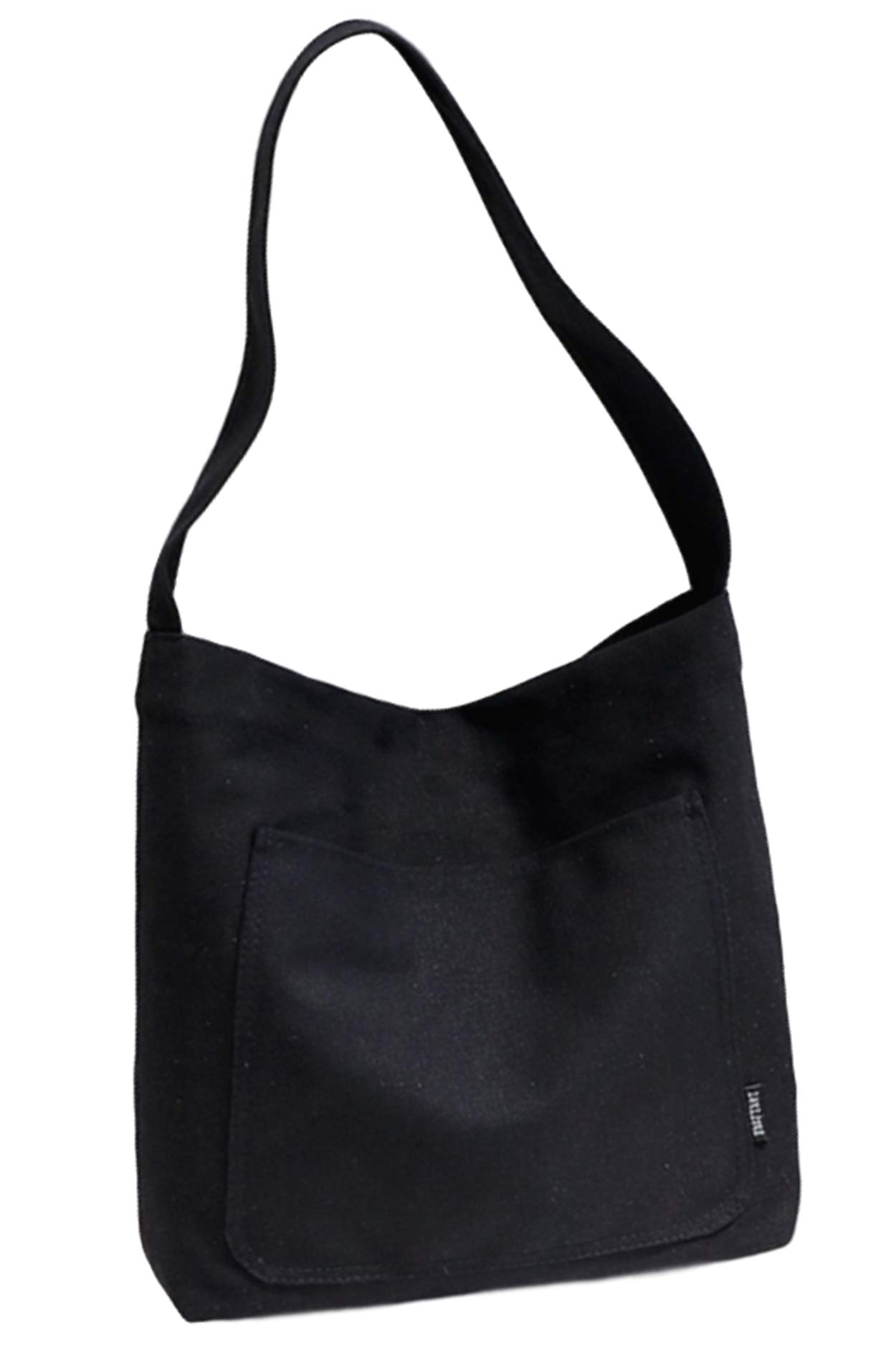 Aquamie Canvas Tote Bag, Shoulder Bag, Perfect for Commuting, Students, Large Capacity, Holds A4 Sizes, Black
