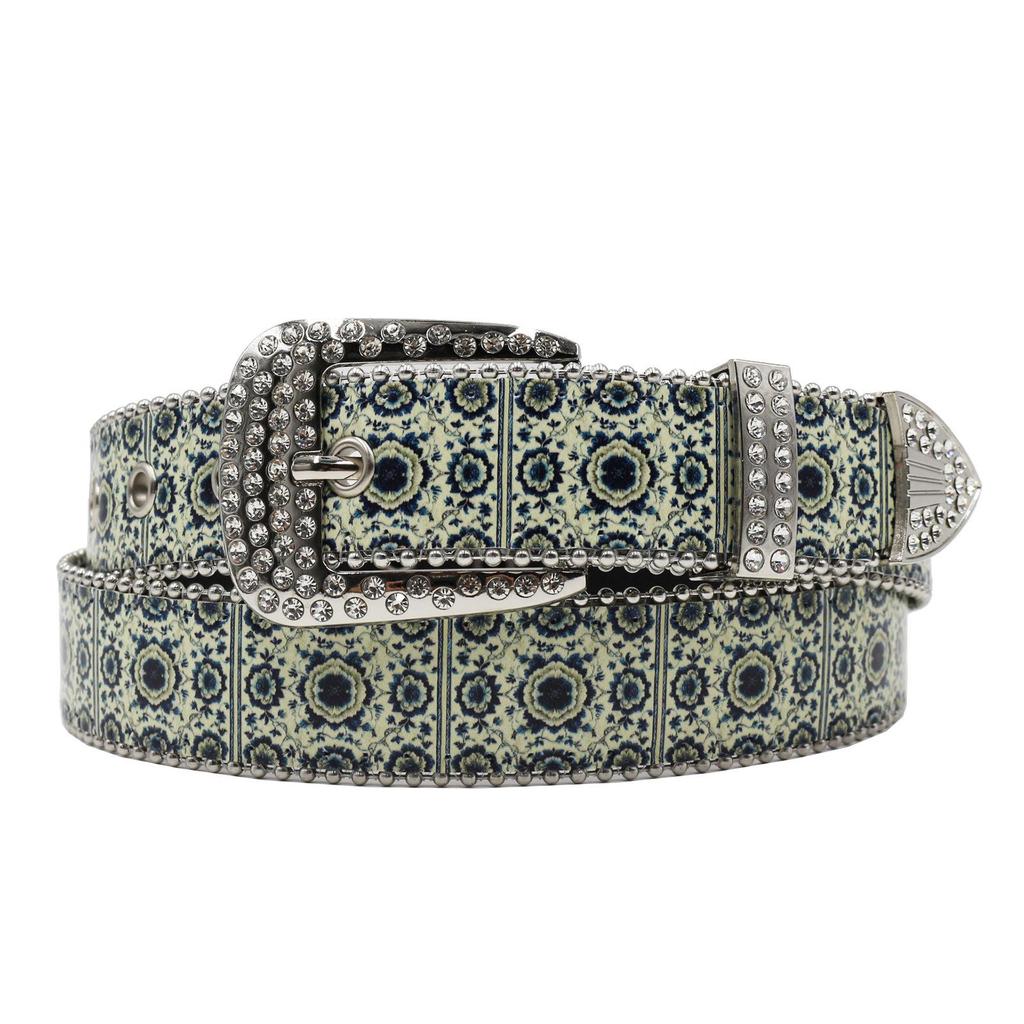 Rhinestone Ethnic Print Punk Bohemian Y2K Couple Belt