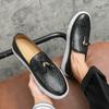 Cheap leather shoes men's spring lazy people pedal loafers soft-sided fringed beanie shoes driving shoes trendy shoes