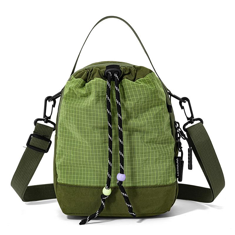 Color Block Crossbody Outdoor Sports Water Bottle Bag - Lightweight Drawstring Backpack