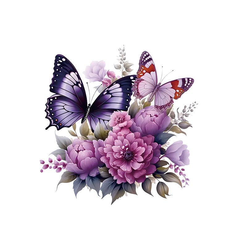 Colorful Butterfly Flowers Plant Wall Stickers Waterproof Bathroom Toilet Sticker