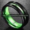 8MM Wide Flat Groove Green Tungsten Steel Ring for Men, US Size 6-14, Ready To Deliver