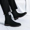 Men Chelsea Boots Faux Deer Velvet High Boots Low-heeled Pointed Toe Fashion All-match Single Product Men Shoes Zapatillas Male