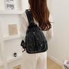 Vintage Solid Color Denim Backpack Large Capacity Multifunctional Chest Bag