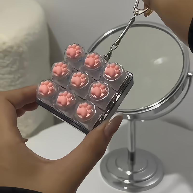 9 Keys Silent Keyboard Keychain Creative Cat Paw Keycap Fidget Toys Stress Relief Toys For Kids Adults Gift