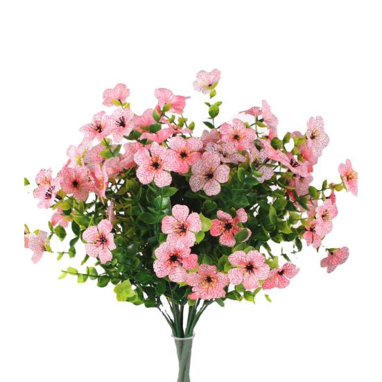 

8 шт. искусственных цветов с листьями эвкалипта, устойчивые к ультрафиолетовому излучению, реалистичные искусственные цветы для свадебной вечеринки, внутреннего и наружного садового украшения из искусственных цветов розовый