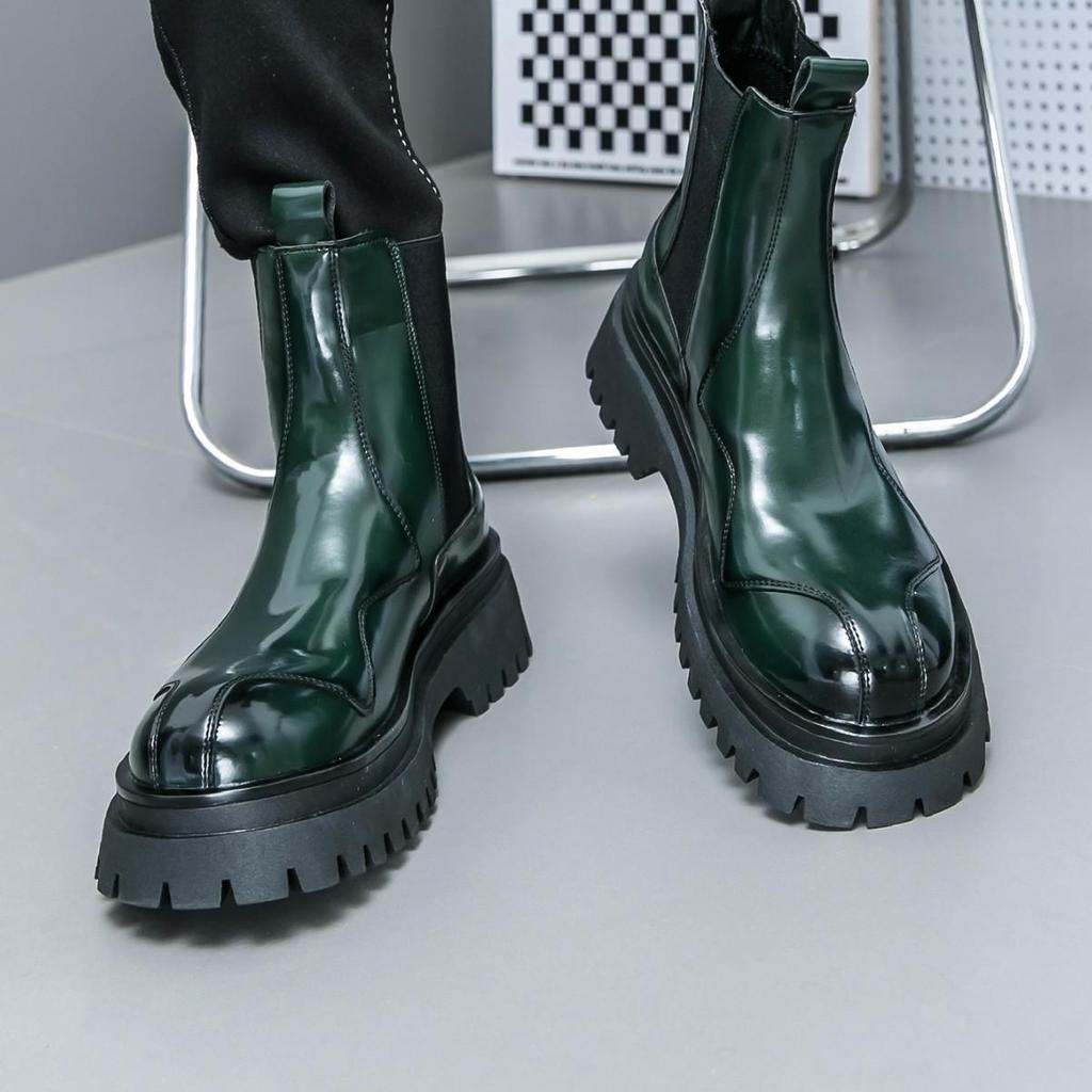 Men's Leather Boots Large Size Autumn and Winter New Men's Martin Boots Fashion Retro Trend High Top Leather Shoes Locomotive Boots