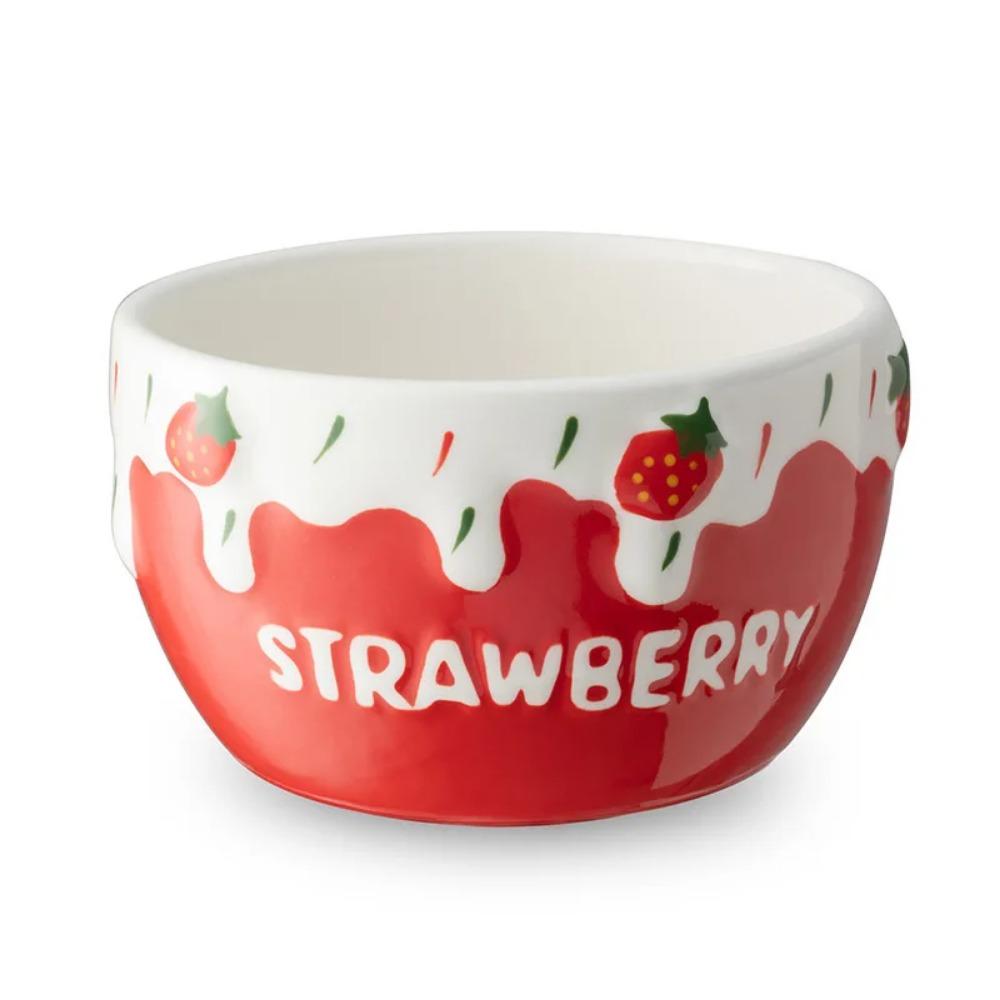 Ceramic tableware salad bowl cute strawberry yogurt bowl dessert fruit bowl Christmas cake bowl home ceramic bowl