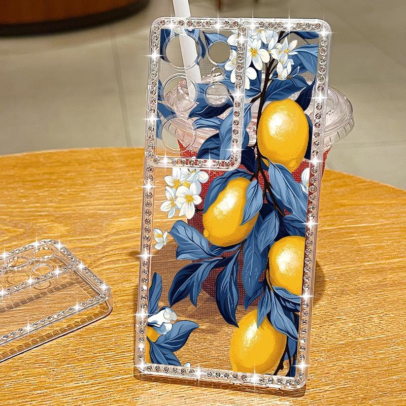 Luxus Kirschfrüchte Muster Diamant Hülle Für Samsung Galaxy S25 Ultra S24 Plus S23 S22 S21 FE A14 A15 A16 A25 A26 A35 A36 A54 A55 A56 5G Cover