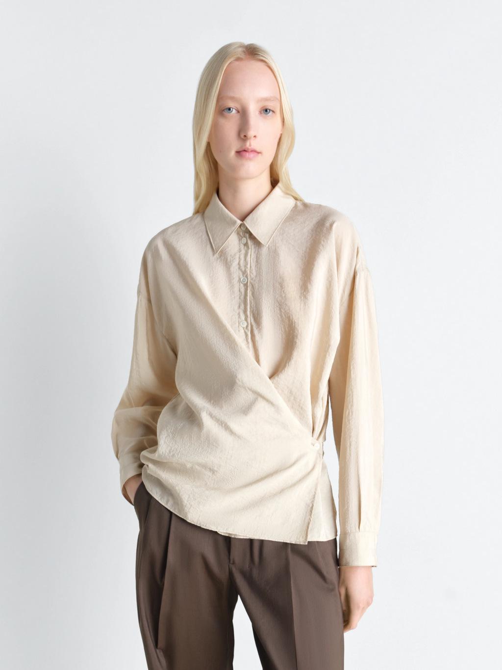 Lemire Women s Spring Asymmetrical Lapel Long Sleeve Button-Down Shirt 34 чёрный