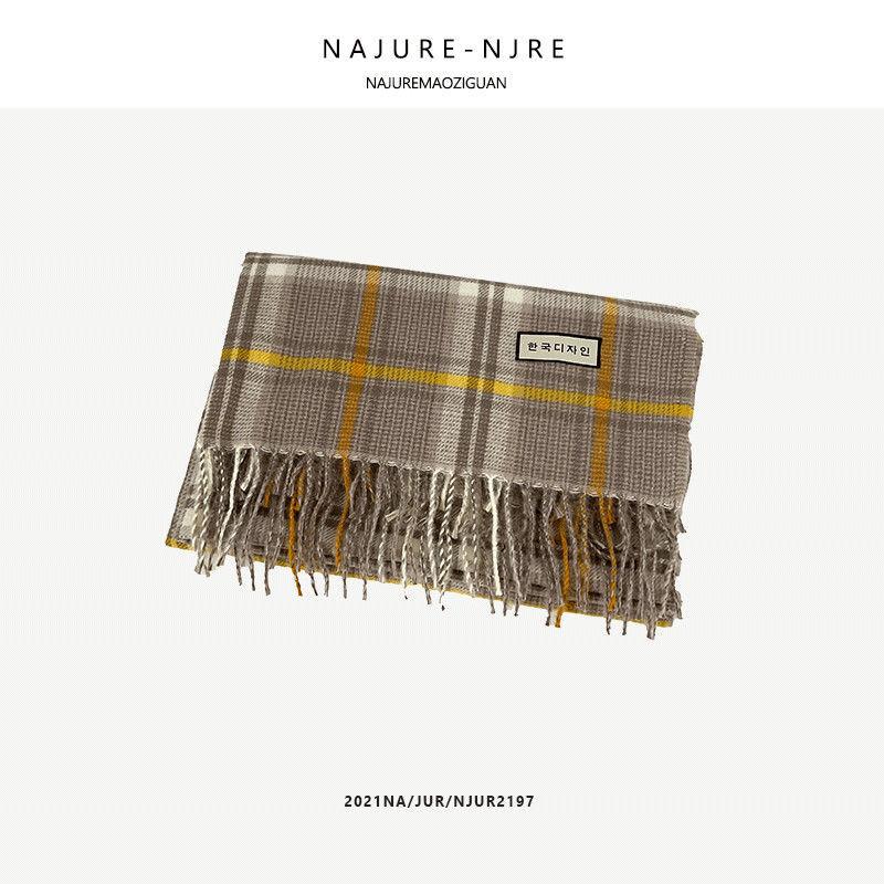 Plaid Scarf Women's Winter All Match Korean Style Fashionable Shawl Students Warm Imitation Cashmere Scarf French Casual
