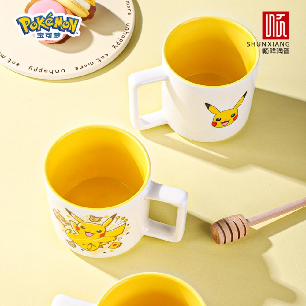 SHUNXIANG Pokémon Lizenzierte Pikachu Keramiktassen Milchbecher Niedlich Getränk Geschirr Kaffeetasse Geschenk Dessert Kawaii Trinkgefäße Küche