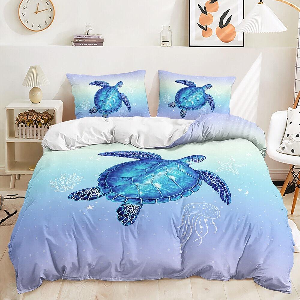 3D Bedding Set Butterfly Turtle Panda Mermaid Vortex Gradient Color Down Duvet Cover Pillowcase Teen Gift