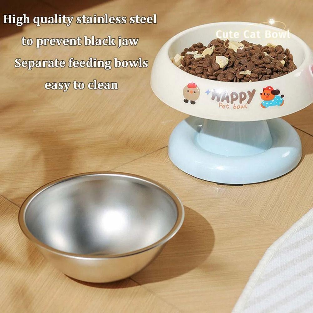 Cartoon Pet High Footed Bowl Stainless Steel Cat Bowl  for Kitten/Puppy/Bunny