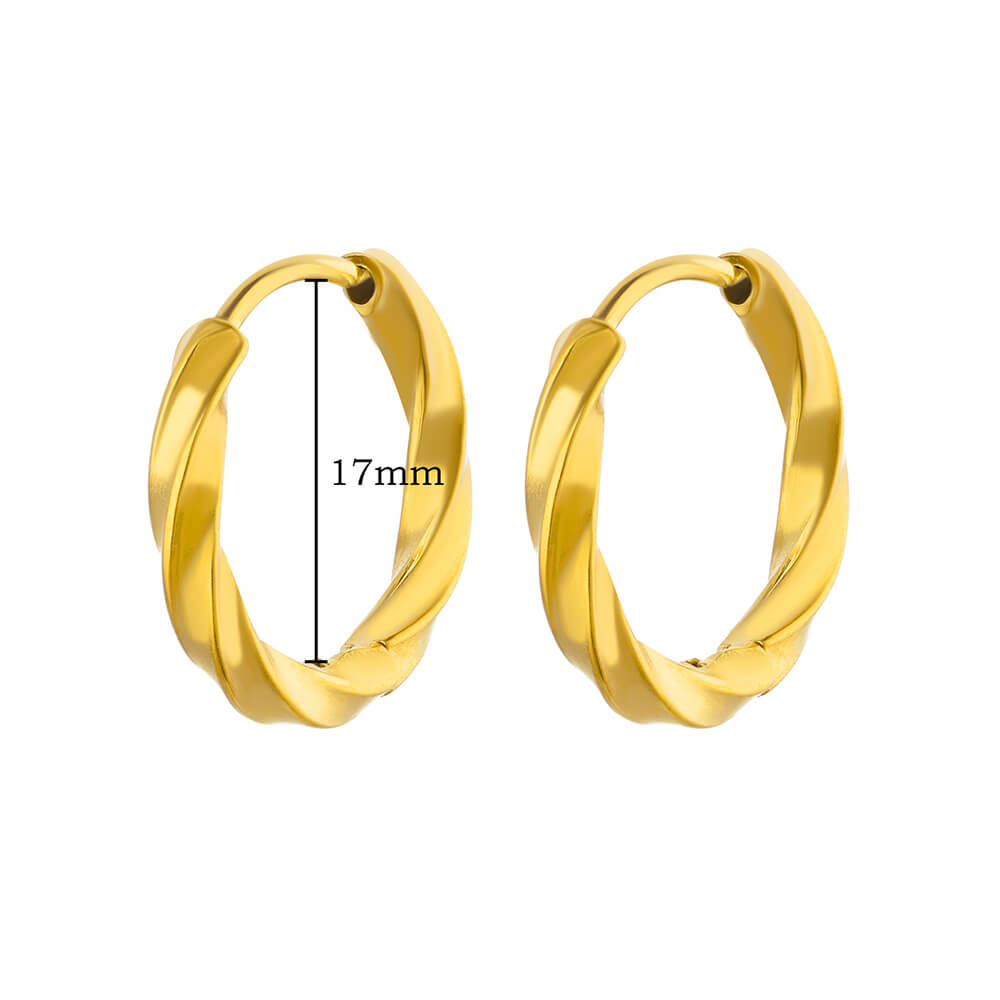 Boucles d'oreilles rondes épaisses vintage pour femmes Couleur dorée Acier inoxydable Boucle d'oreille torsadée Statement Bijoux de mariage Noël Cadeau