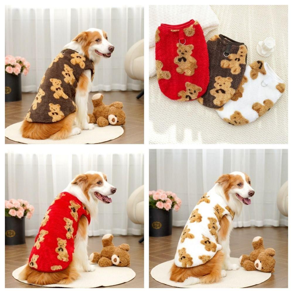 Trendy XS-9XL Winter Puppy Clothes Cute Bear Pattern Dog Sweater Dog Vest Warm Fleece Pet Supplies Vest Pitbull New Year's Gift