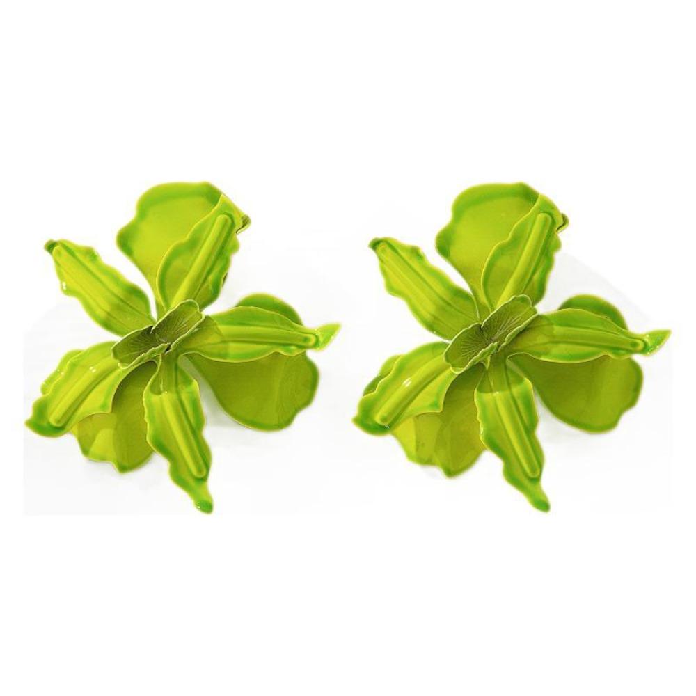 

Irregular Large Flower Earrings Pleated Ear Accessories Exaggerated Flower Earrings Jewelry зелений
