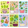 6 Sheets/Pack Potted Plants Bouquet Puzzle Stickers Children'S Educational Diy Toys Gifts Creative Graffiti Stickers
