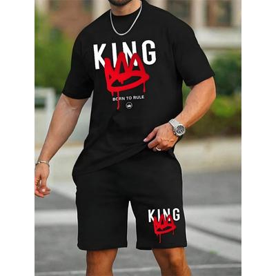 Set da uomo a due pezzi con stampa Faccia da Diavolo Estate Casual Quotidiano T-shirt a maniche corte da uomo Pantaloncini sportivi da uomo per esterni e strada