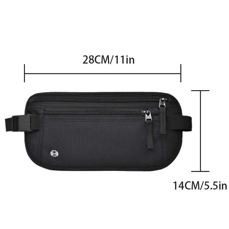 Travel Waist Bag Money Belt Slim Passport Holder RFID Blocking Travel Invisible Pouch Protect Cash Credit Cards Travel Documents