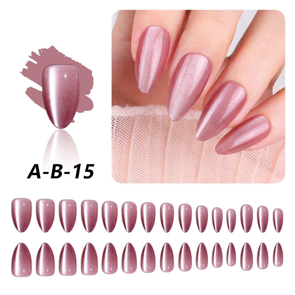 Однотонные Овальные Средне-Длинные Ногти  Кошачий Глаз  Роскошные Носимые