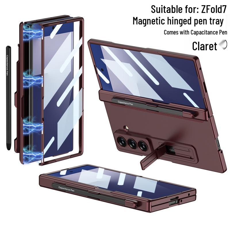 Samsung Z Fold7 Magnetic Solid Color Flip Case with Pen Slot and Stand Z Fold7