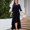 Autumn Women's Plus-size Velvet Dress Three-quarter Sleeve Long Velvet Mermaid Dress
