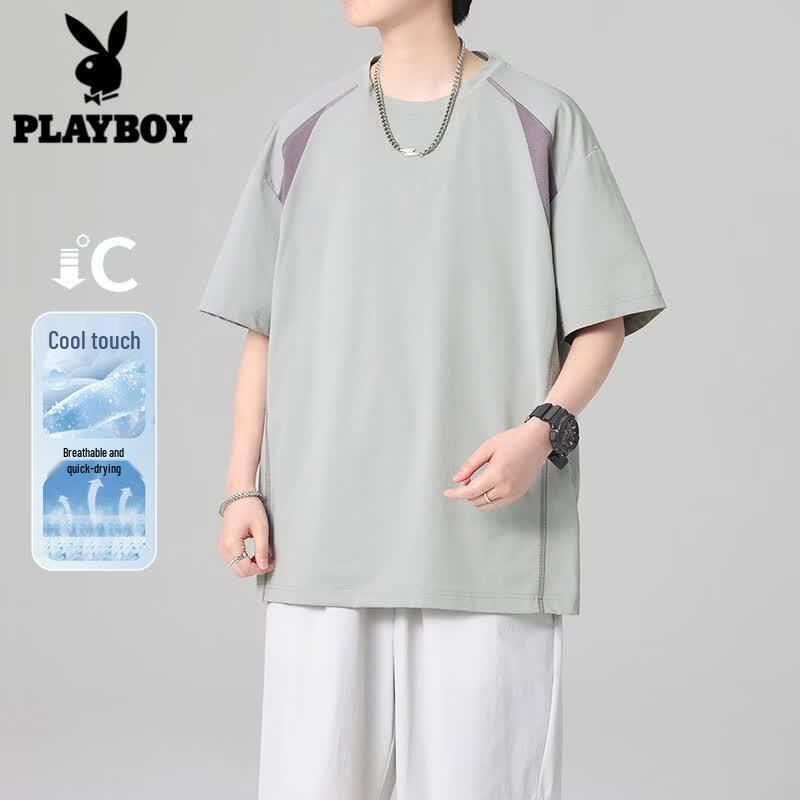 PLAYBOY Men s Quick-Dry Breathable Cool-Feel Loose Fit T-Shirt M