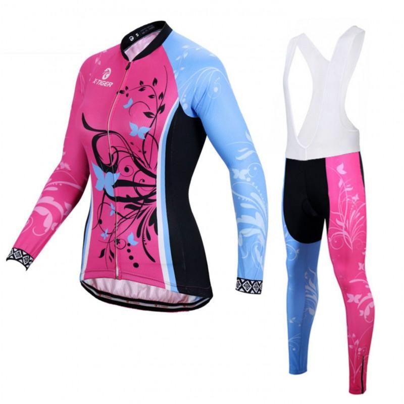 Unisex Long Sleeve Fleece-Lined Cycling Jersey Set Mountain Road Bikes Riding