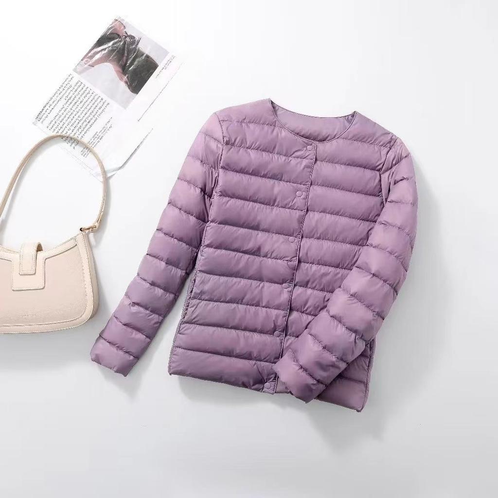 Lightweight Down Jacket for Women, Short Round Neck, Warm Inner Lining, Slim Fit, Thin Inner Layer, Oversized Jacket, Trendy