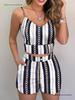 European and American Women's Summer Spaghetti Strap Slim-Fit Printed Shorts Set