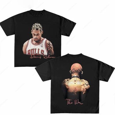 High Quality Men T-Shirts Rodman Print Cotton Round Neck Short Sleeve Hip Hop Fashion Streetwear Mens Oversized Tees TShirt 2025