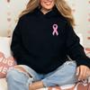 Pink Glitter Ribbon Hoodie Breast Cancer Sweatshirt Pink Ribbon Hoodie Cancer Survivor Pullover Pocket Adjustable Drawstring