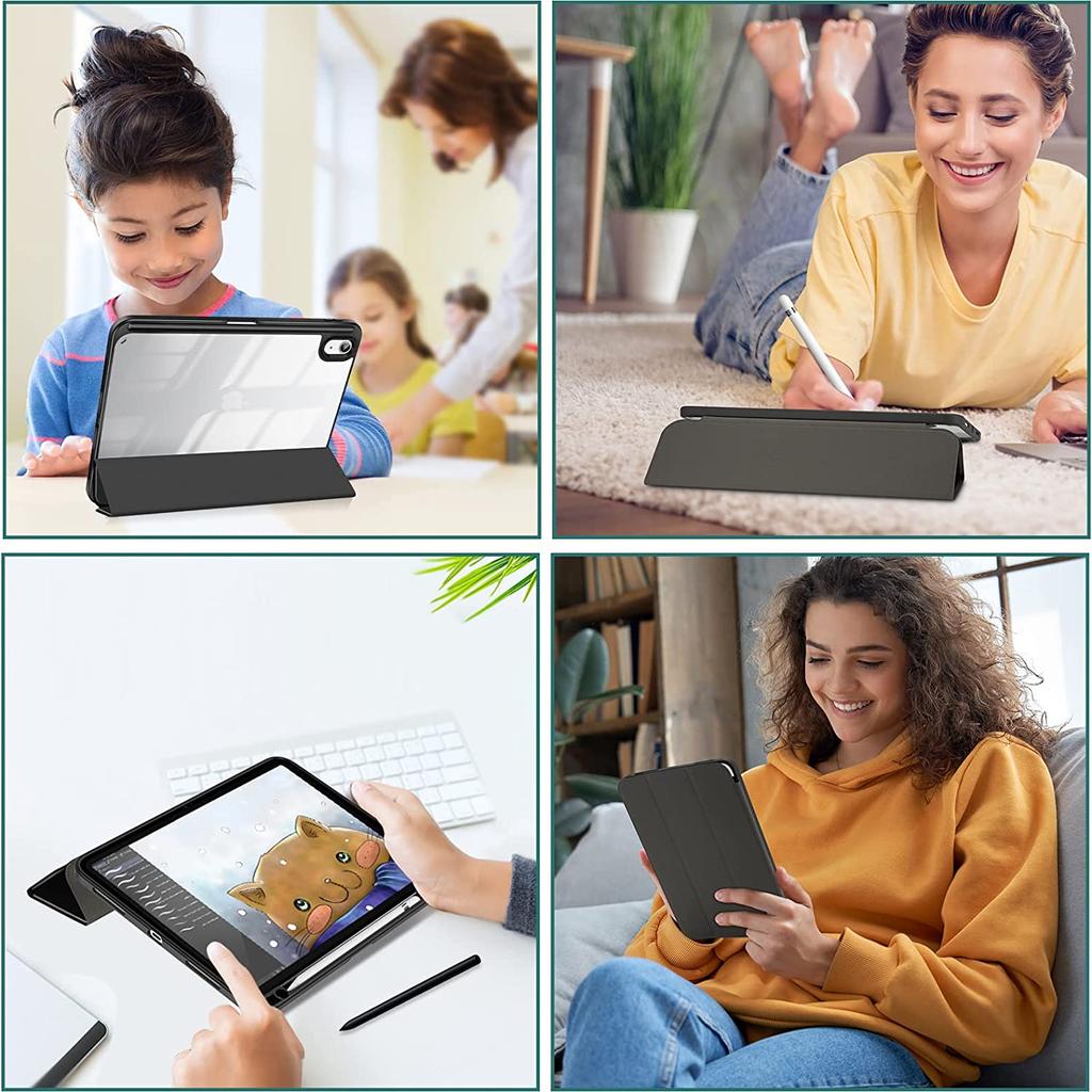 Pre iPad 10. generácie 2022 s priehľadnou priehľadnou ružovou s otvorom na pero YSL