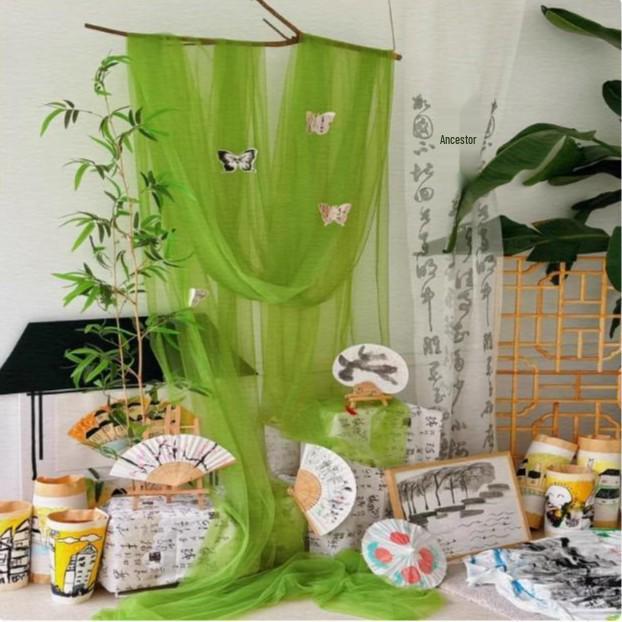 Avocado Green Gauze Fabric for Kindergarten Decor & Soft Wedding Dresses