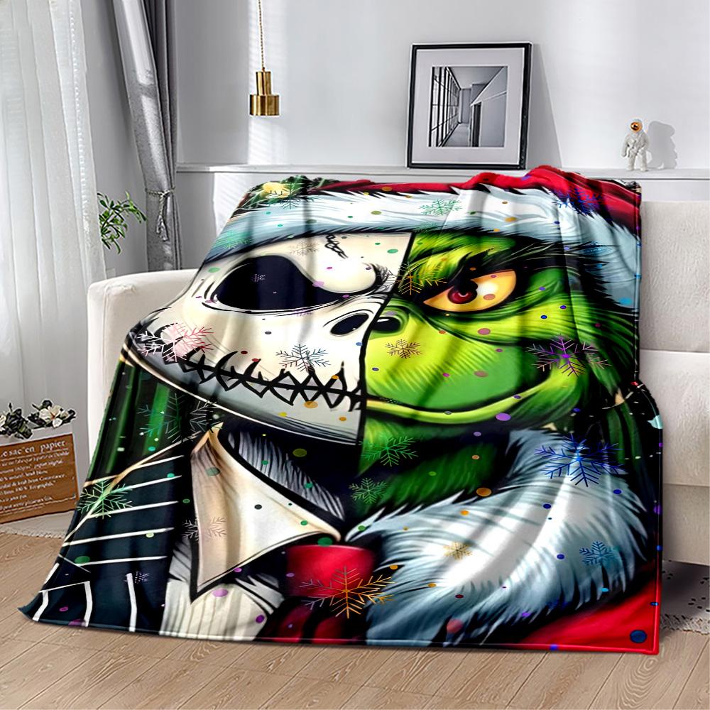 Christmas Nightmare Blanket Soft Warm Cozy Perfect for Livingroom Office Chair All-Season Use Playful Design Perfect Gift for Relatives and Friends