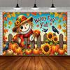 1pc happy autumn background fabric banner suitable for autumn decoration supplies anniversaries holiday celebrations