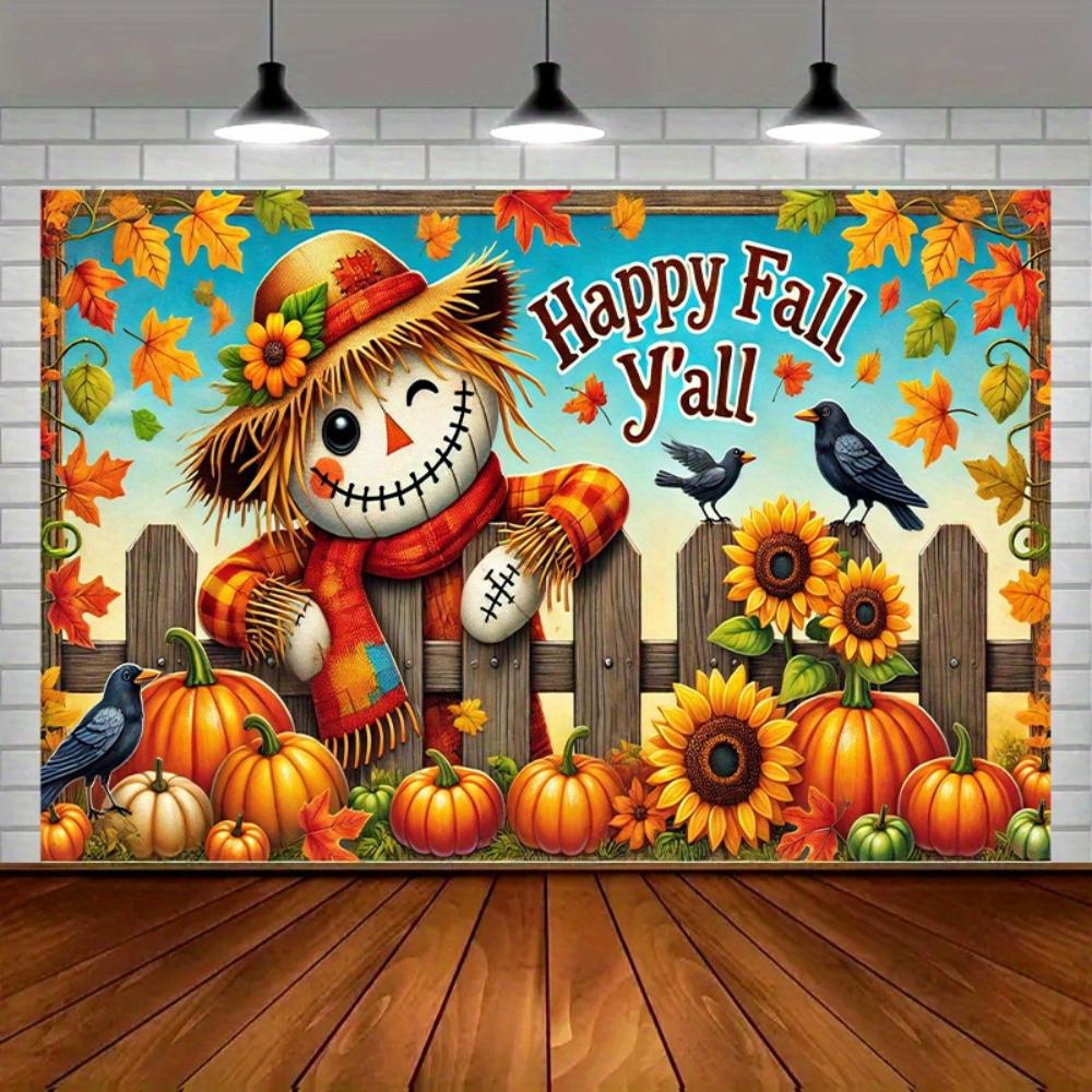 1pc happy autumn background fabric banner suitable for autumn decoration supplies anniversaries holiday celebrations