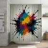 Colorful Splash Shower Curtain Multi Color Bathroom Decor with Black Splatter Design