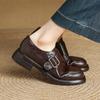 Krazing Pot Sheepskin Round Toe Thick Heels Summer Shoes Big Size 41 High Quality Slip On Loafers Platform Women Pumps